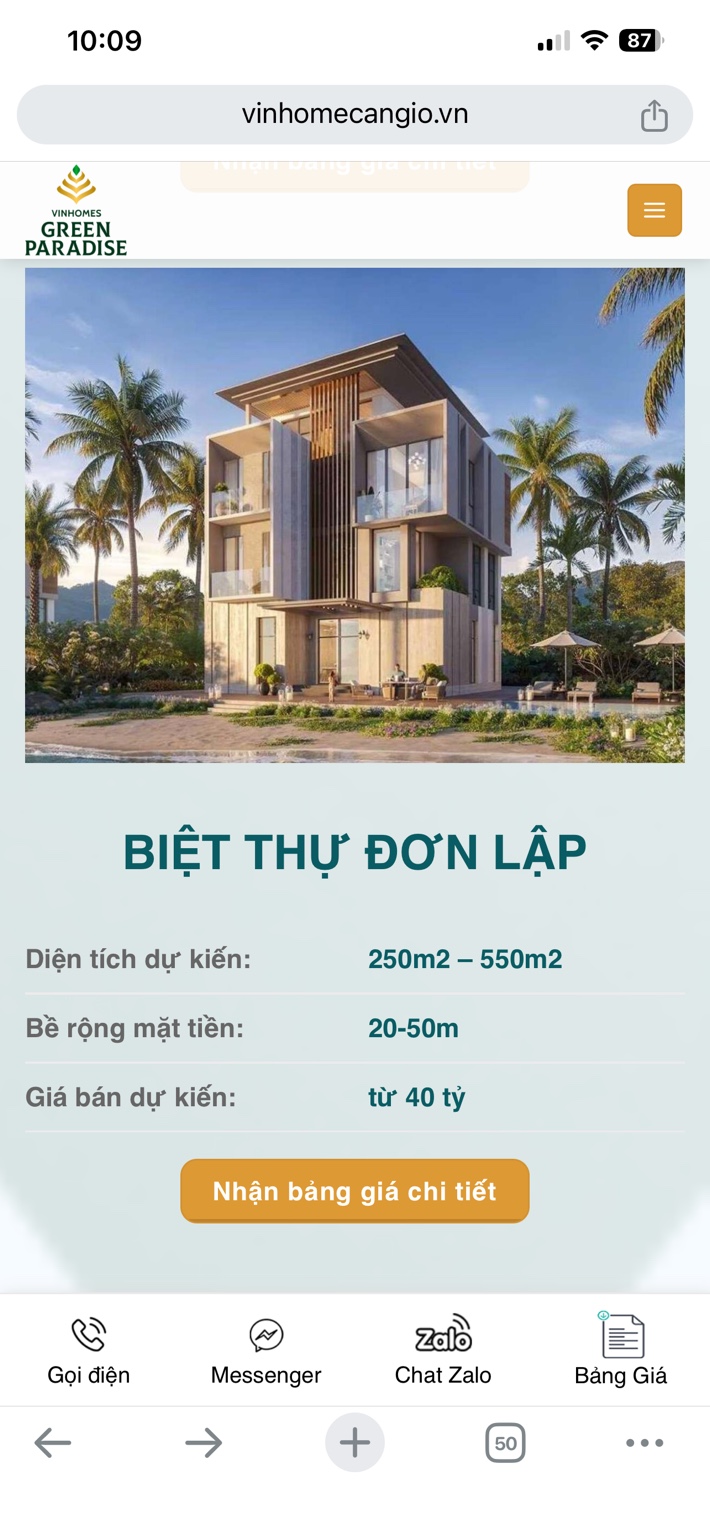 Mẫu biệt thự đơn lập Vinhomes Green Paradise
