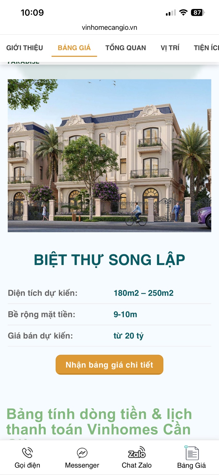 Mẫu biệt thự song lập Vinhomes Green Paradise