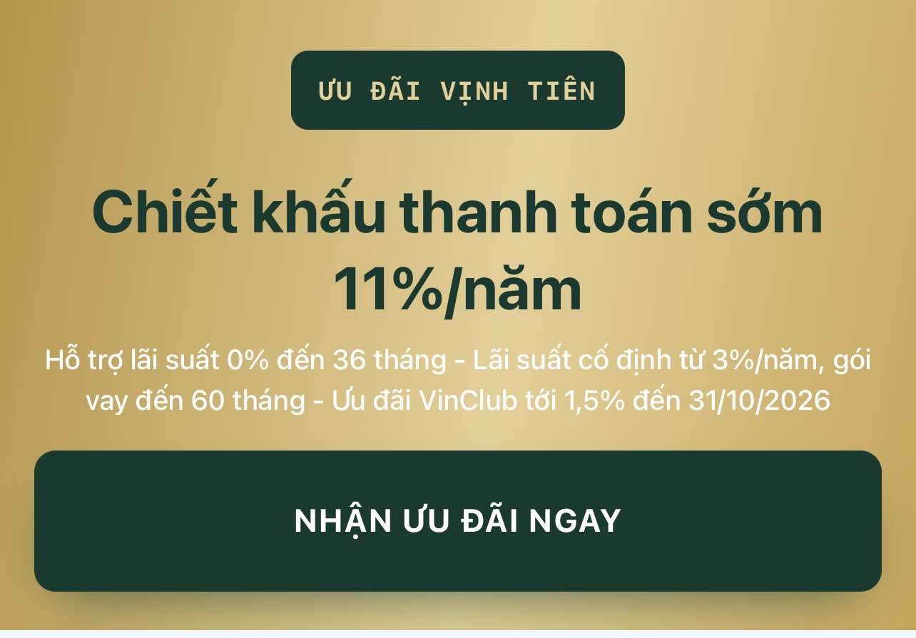 Thông tin ưu đãi dự kiến Vịnh Tiên